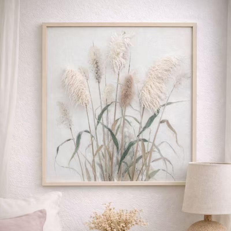Textured Cotton Grass Botanical Wall Art