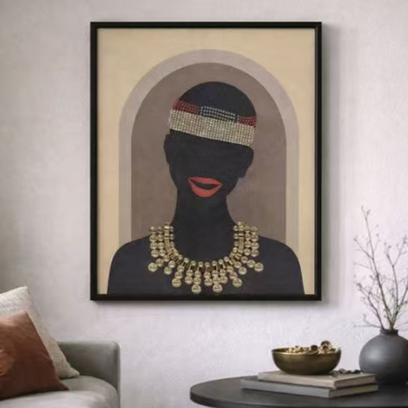Textured Female Silhouette with Jewelry Wall Art