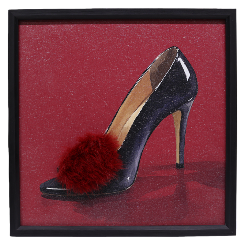 Textured High Heel Wall Art – Red Background