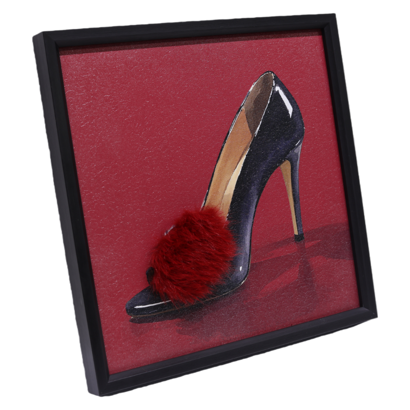 Textured High Heel Wall Art – Red Background